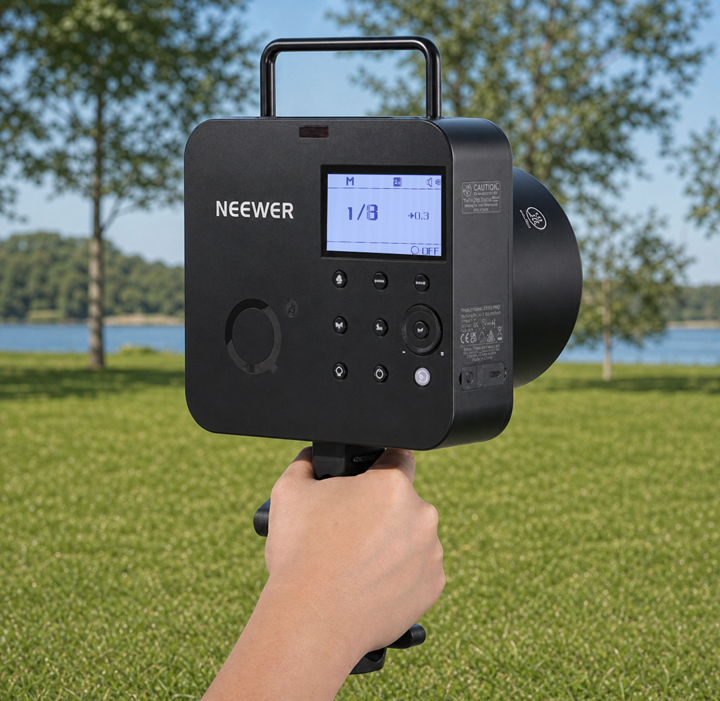 NEEWER Q4 manual power control screen during outdoor use